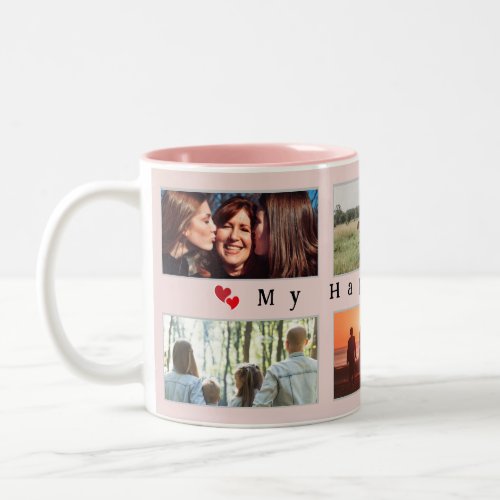 My Happy Place Customizable Family Photo 6 Picture Two_Tone Coffee Mug