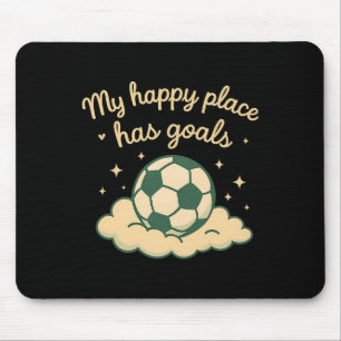 My Happy Place Has Goals Pastel Soccer Fan Cloud D Mouse Pad