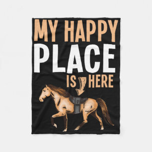 My Happy Place Horse Lover Horseback Riding Equest Fleece Blanket