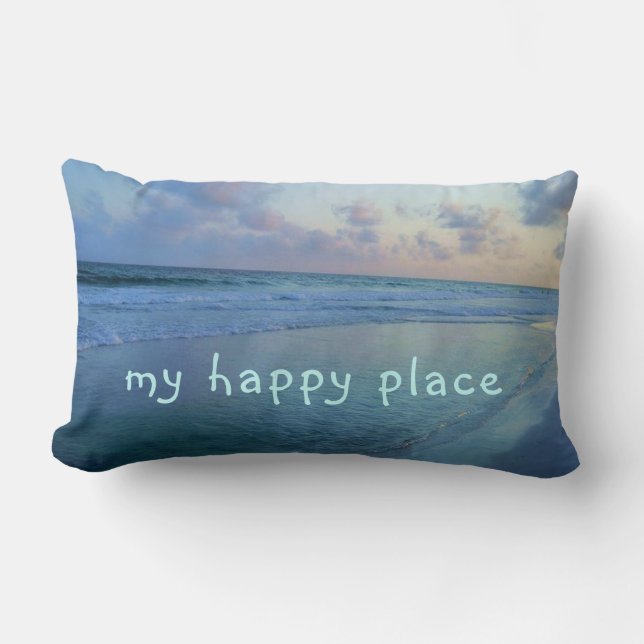 My Happy Place is at Eric's Beach Lumbar Pillow (Front)