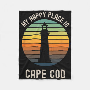 My Happy Place Is Cape Cod Machusetts Beach Vacati Fleece Blanket