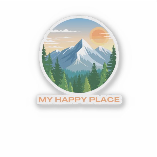 My Happy Place Mountain Sweatshirt Sticker (Front)
