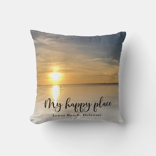 My Happy Place, Personalized Full Photo Custom Throw Pillow (Front)