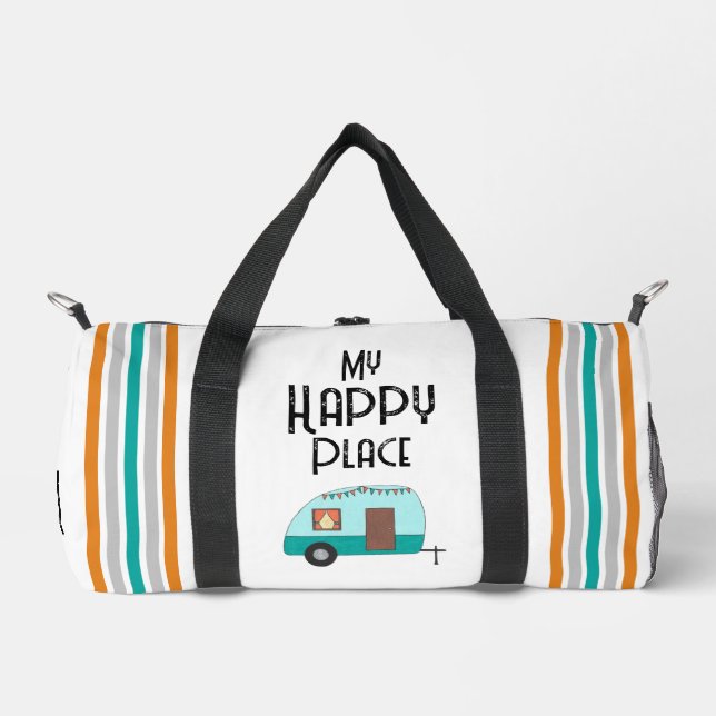 My Happy Place  Retro Camper Duffle Bag (Front)