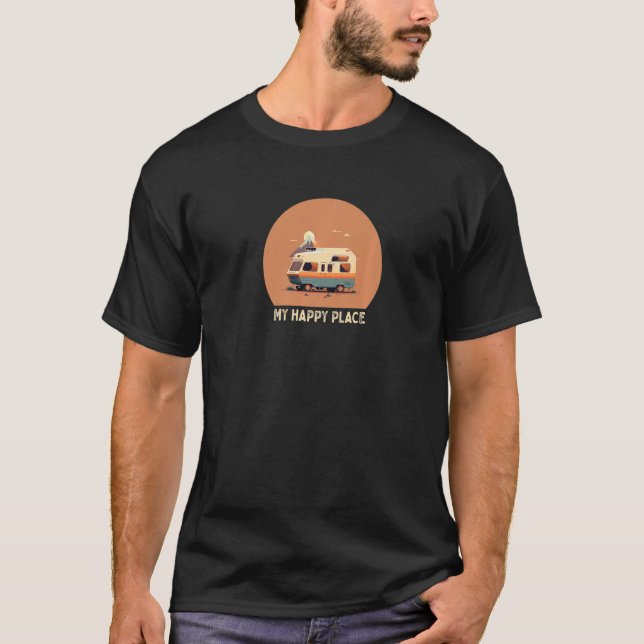 My Happy Place RV Vacation Camping Road Trip Premi T-Shirt (Front)