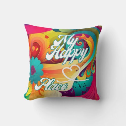 MY HAPPY PLACE THROW PILLOW