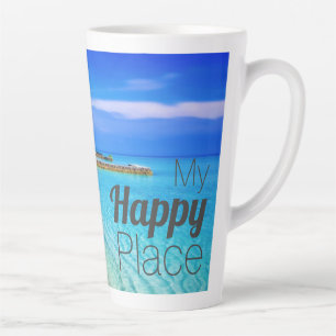 My Happy Place Tropical Beach Photo Latte Mug