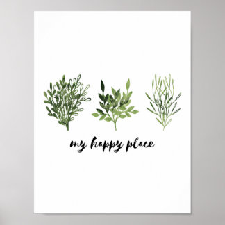 My Happy Place Watercolor Botanical Print