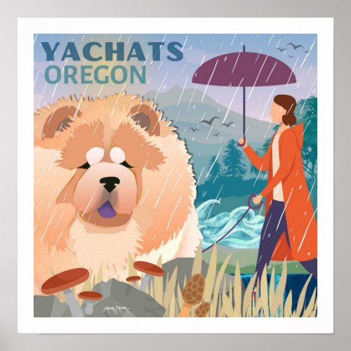 MY HAPPY PLACE Yachats Oregon _ Chow travel poster