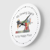 My Happy Sewing Place Acrylic Wall Clock (Angle)