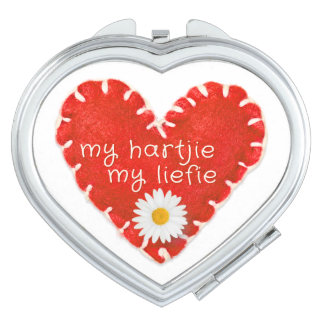 My Hartjie My Liefie Applique Heart and Daisy Compact Mirror