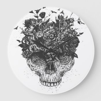 My Head Is A Jungle (blackandwhite) Large Clock by bsolti at Zazzle