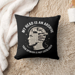 My Head is an Archive Reading Nook Throw Pillow