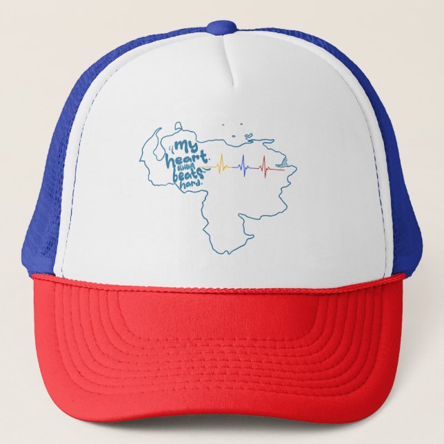 My Heart Always Beats Hard – Venezuela Design Trucker Hat (Front)