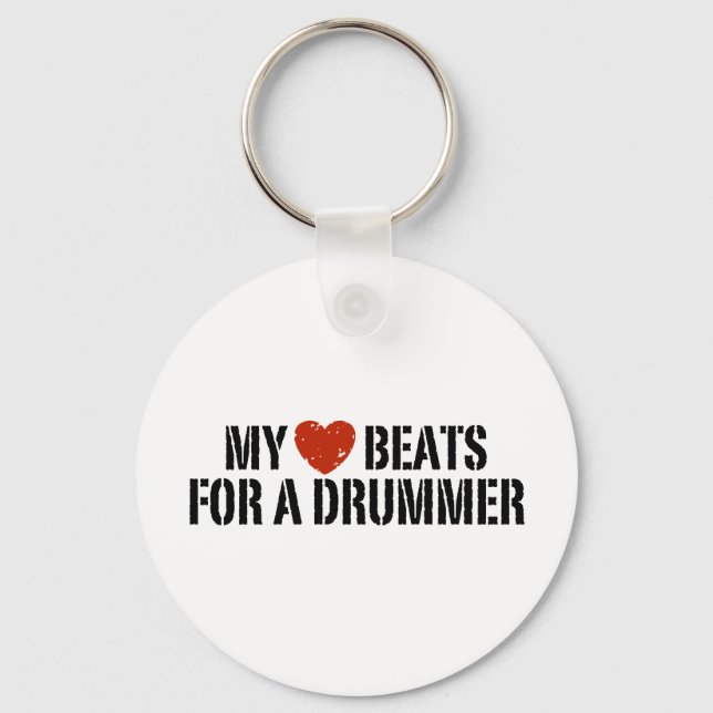 My Heart Beats For a Drummer Keychain (Front)