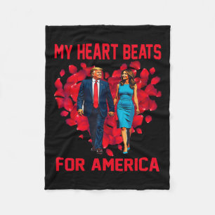 My Heart Beats For America Trump Valentine's Day 3 Fleece Blanket