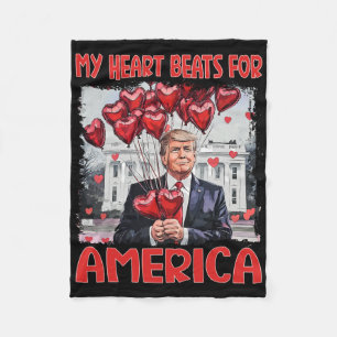 My Heart Beats For America Trump Valentine's Day 4 Fleece Blanket