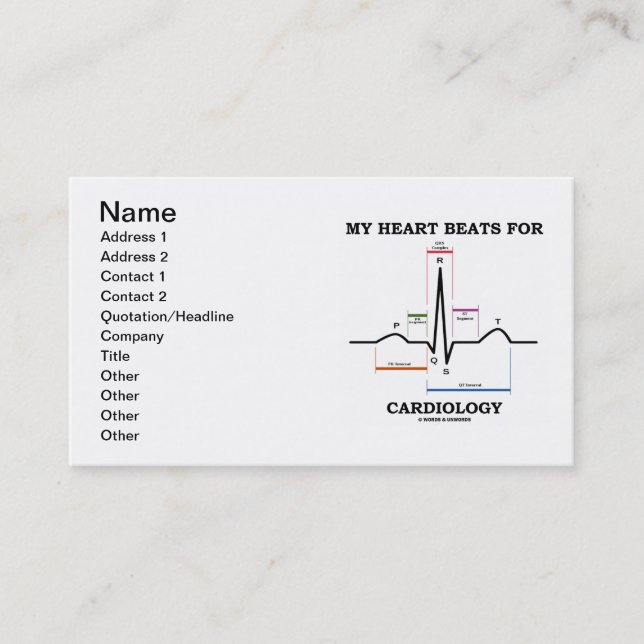 My Heart Beats For Cardiology (ECG/EKG) Business Card (Front)