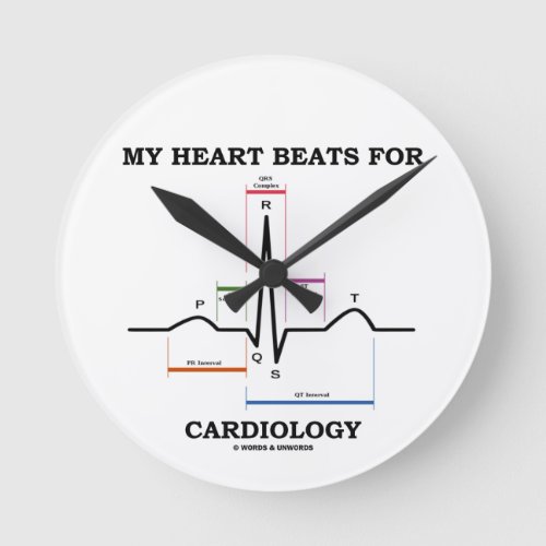 My Heart Beats For Cardiology ECG  EKG Round Clock