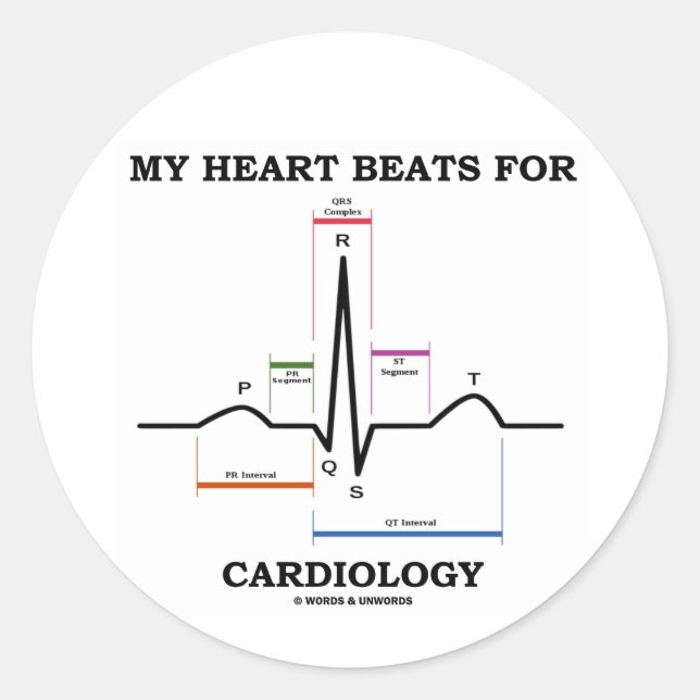 My Heart Beats For Cardiology (Sinus Rhythm) Classic Round Sticker (Front)