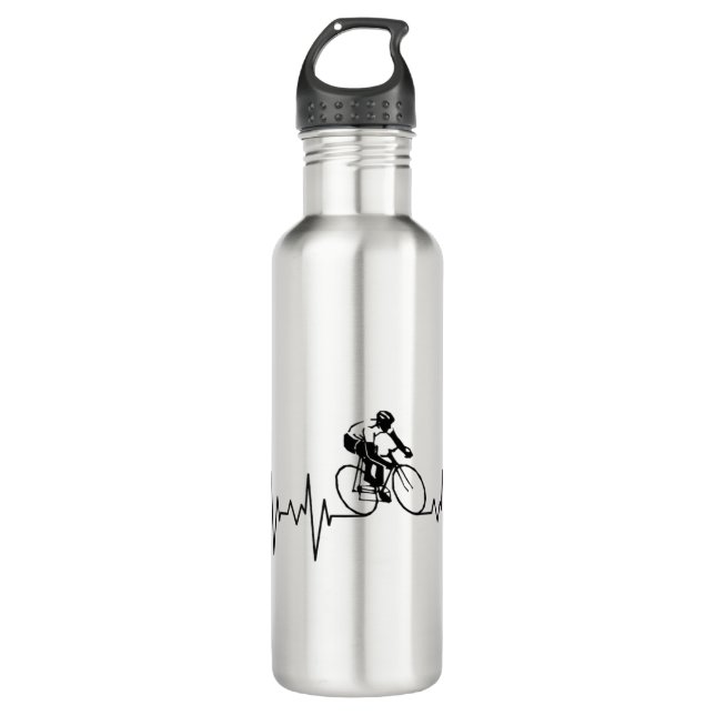 My Heart Beats For Cycling. Stainless Steel Water Bottle (Front)