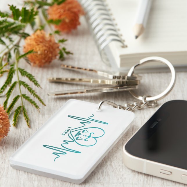 My Heart Beats for Libra Zodiac Sign Keychain (Front Right)