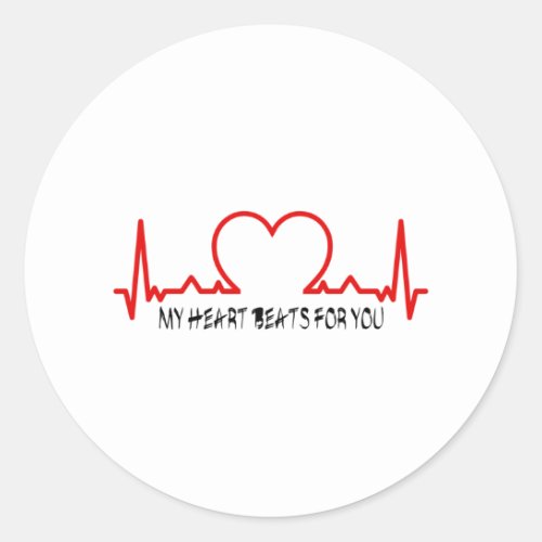 My heart beats for you classic round sticker