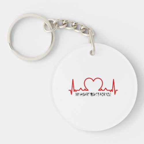 My heart beats for you keychain