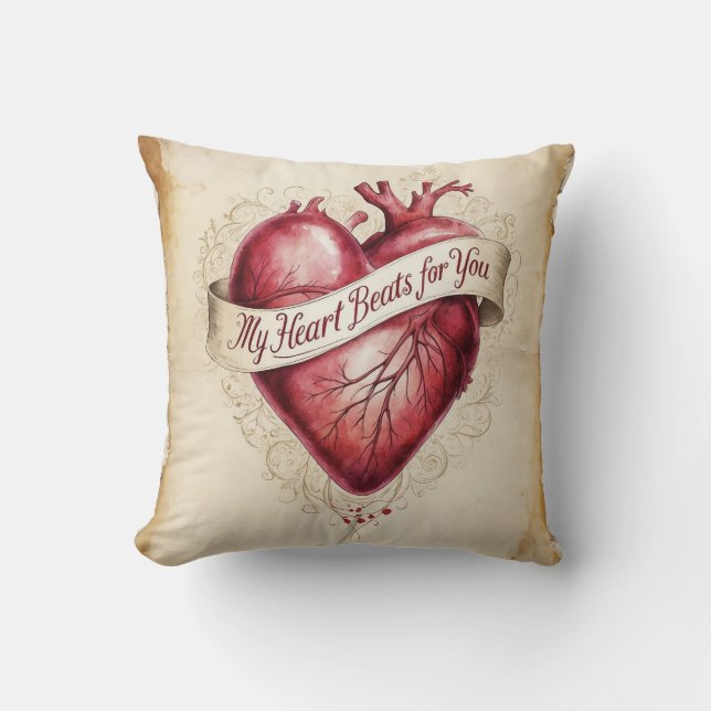 My Heart Beats For You  Throw Pillow (Front)