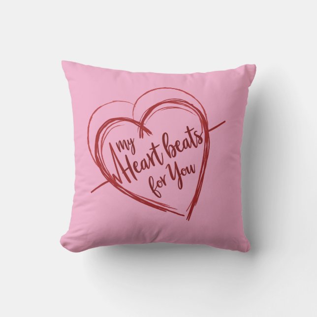 My Heart Beats for You Throw Pillow (Front)
