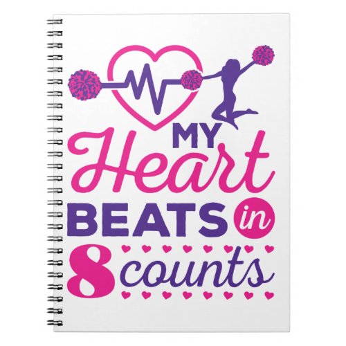 My Heart Beats in 8 Counts Cheerleading Cheer Notebook