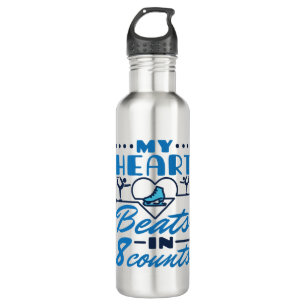 My Heart Beats in 8 Counts Figure Skating Skater Stainless Steel Water Bottle