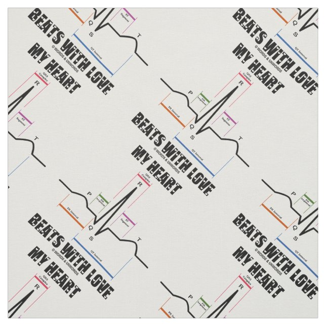 My Heart Beats With Love Electrocardiogram ECG Fabric (Swatch)