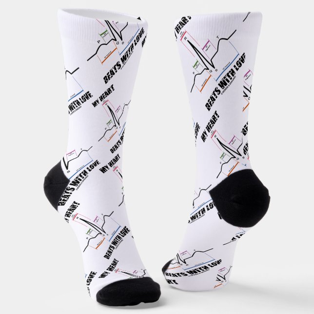 My Heart Beats With Love Electrocardiogram ECG Socks (Angled)