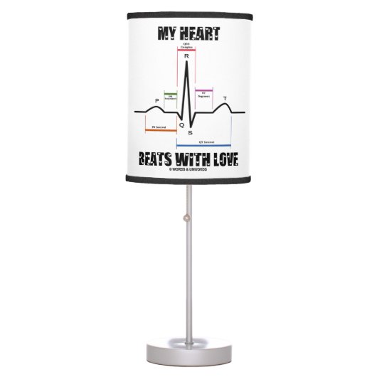 My Heart Beats With Love Electrocardiogram ECG Table Lamp (Front)