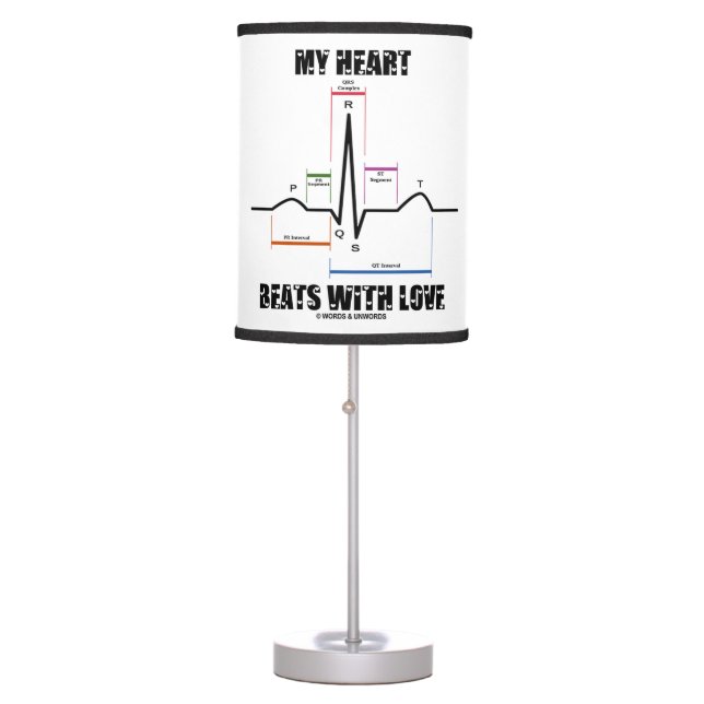My Heart Beats With Love Electrocardiogram ECG Table Lamp (Front)