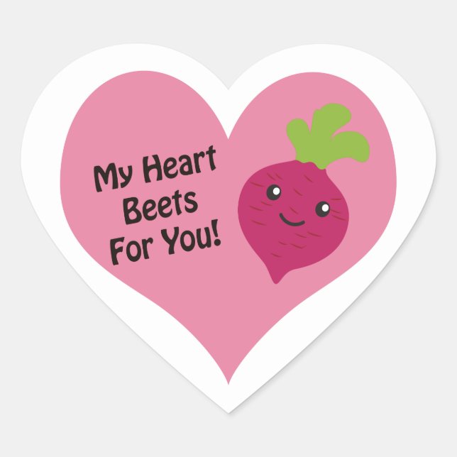 My Heart Beets For You Heart Sticker (Front)