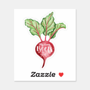 My Heart Beets For You, Watercolor Veggie Beet Sticker
