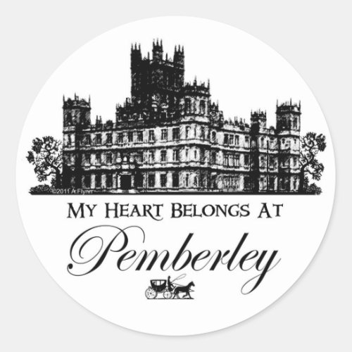 My Heart Belongs At Pemberley Classic Round Sticker