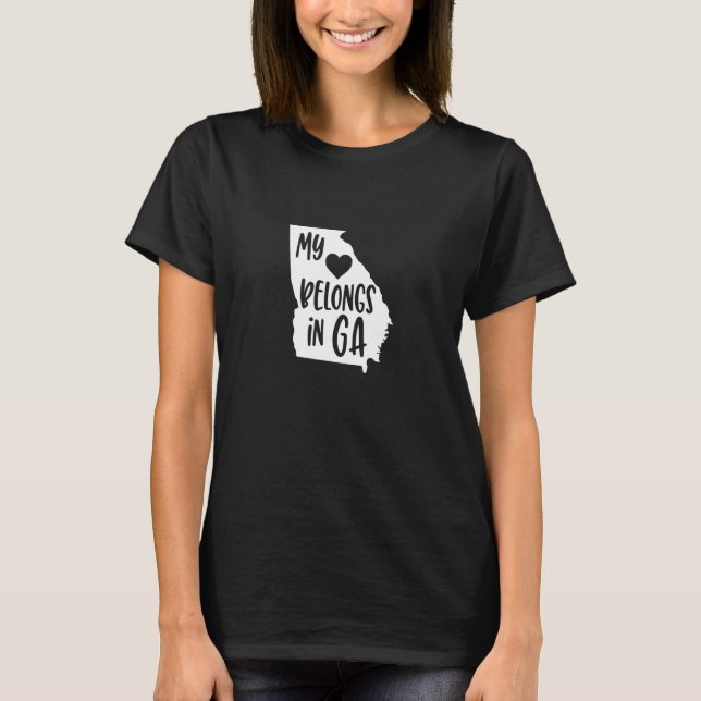My Heart Belongs In Georgia Us American State Prid T-Shirt (Front)