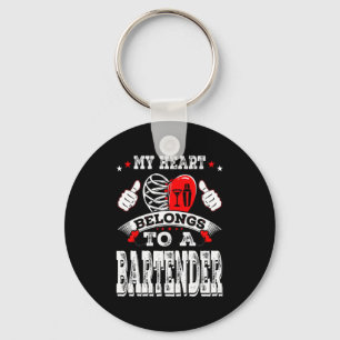 My Heart Belongs To A Bartender Valentine Day Keychain