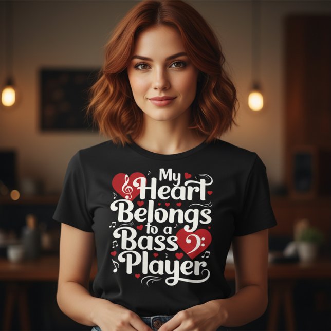 My Heart Belongs to a Bass Player Funny Musician Tri-Blend Shirt (Creator Uploaded)