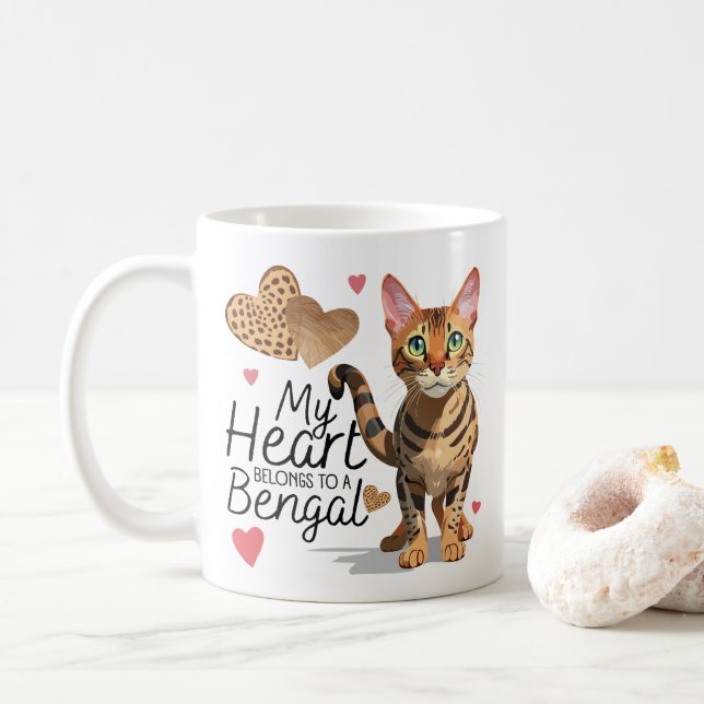 My Heart Belongs to a Bengal Cat Coffee Mug (With Donut)