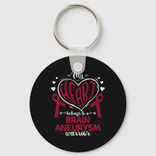 My Heart Belongs To A Brain Aneurysm Warrior Brain Keychain