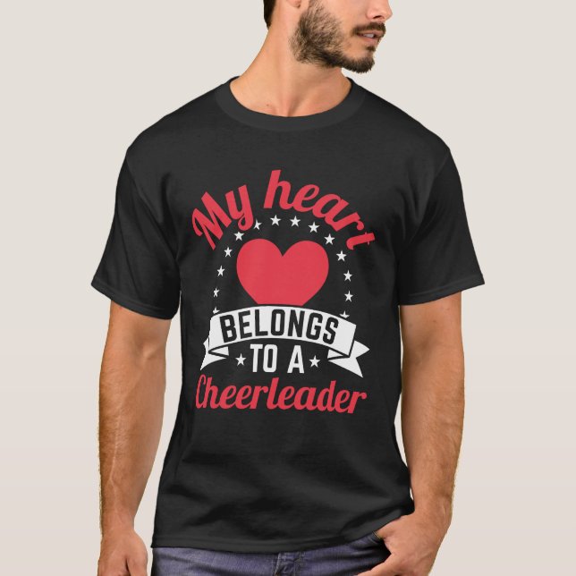My Heart Belongs to a Cheerleader Boyfriend T-Shirt (Front)