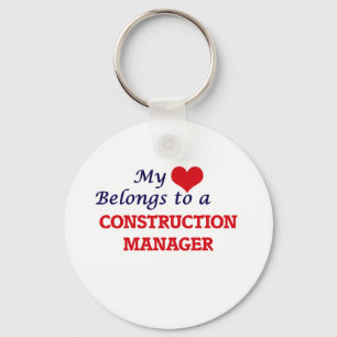 My heart belongs to a Construction Manager Keychain