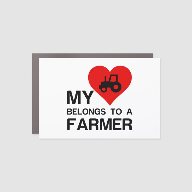 MY HEART BELONGS TO A FARMER TRACTOR CAR MAGNET (Front)