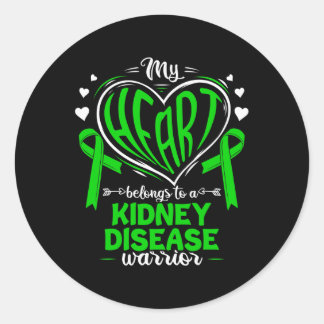 My Heart Belongs To A Kidney Disease Warrior Kidne Classic Round Sticker