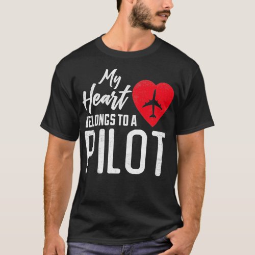 My Heart Belongs To a Pilot Boyfriend Husband Dad  T_Shirt