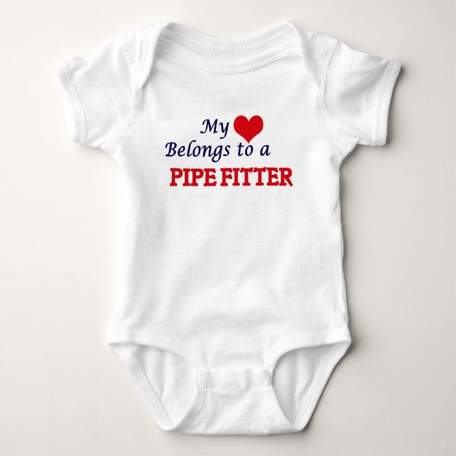 My heart belongs to a Pipe Fitter Baby Bodysuit (Front)